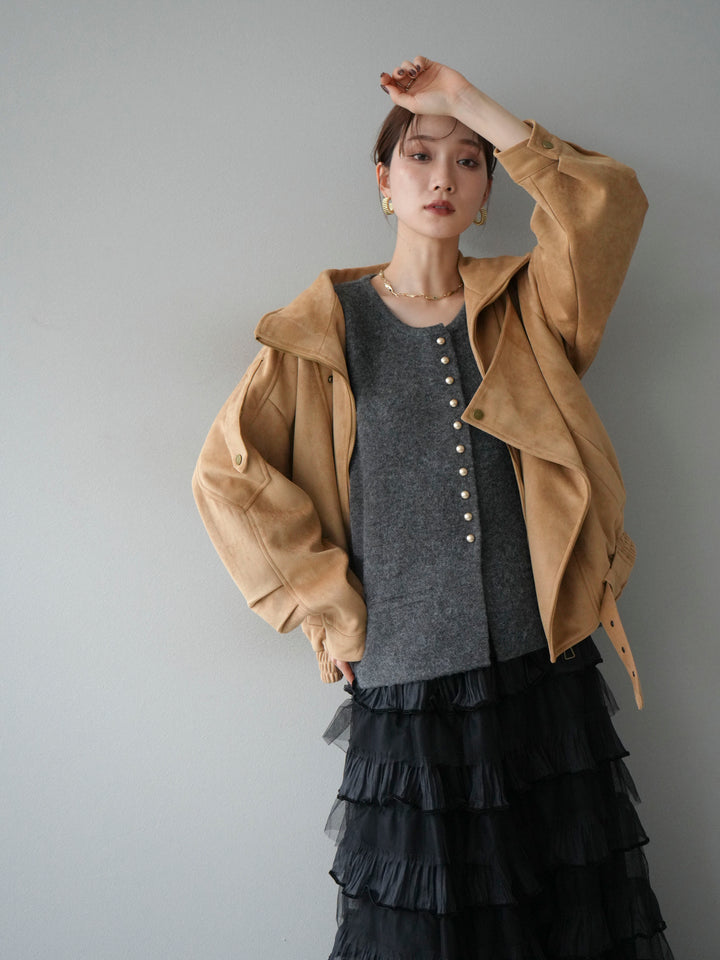 [予約]スエードライダースジャケット/ベージュ