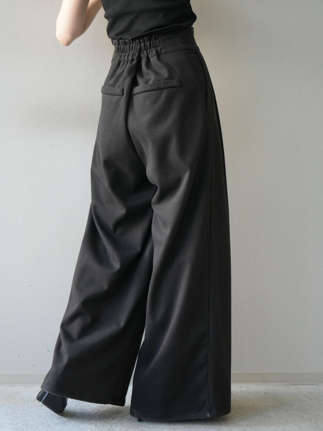 [予約]ウールタッチフロントジップパンツ/black