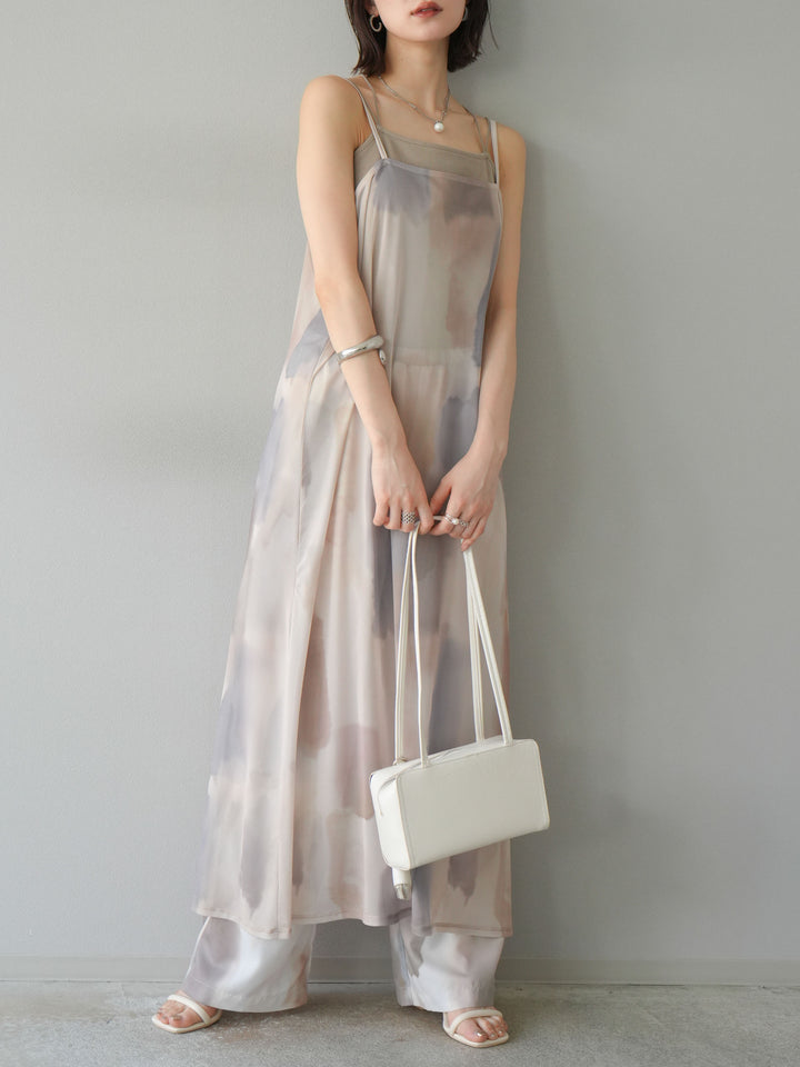 [予約]水彩アートシアーキャミワンピース/エクリュ