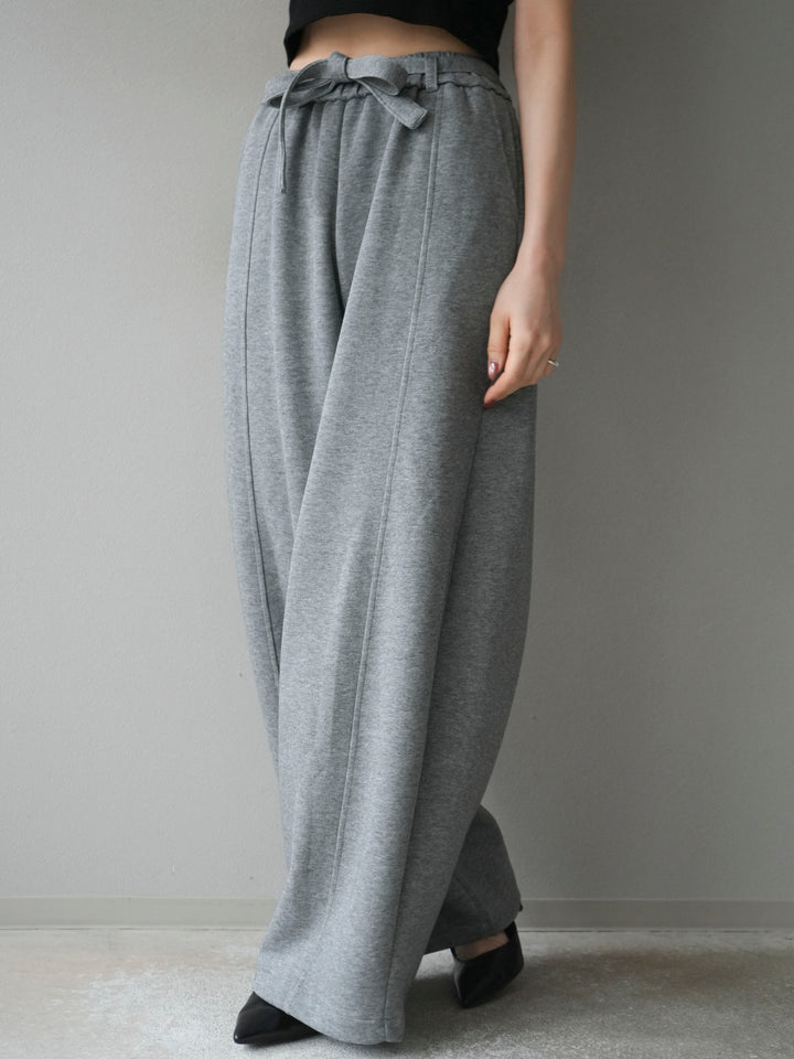 [予約]ベルト付スウェットワイドパンツ/gray