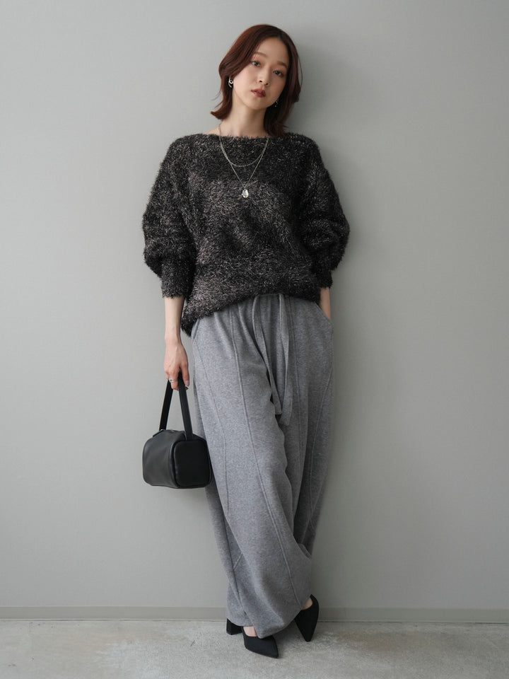 [予約]ラメシャギードルマンニットプルオーバー/brown