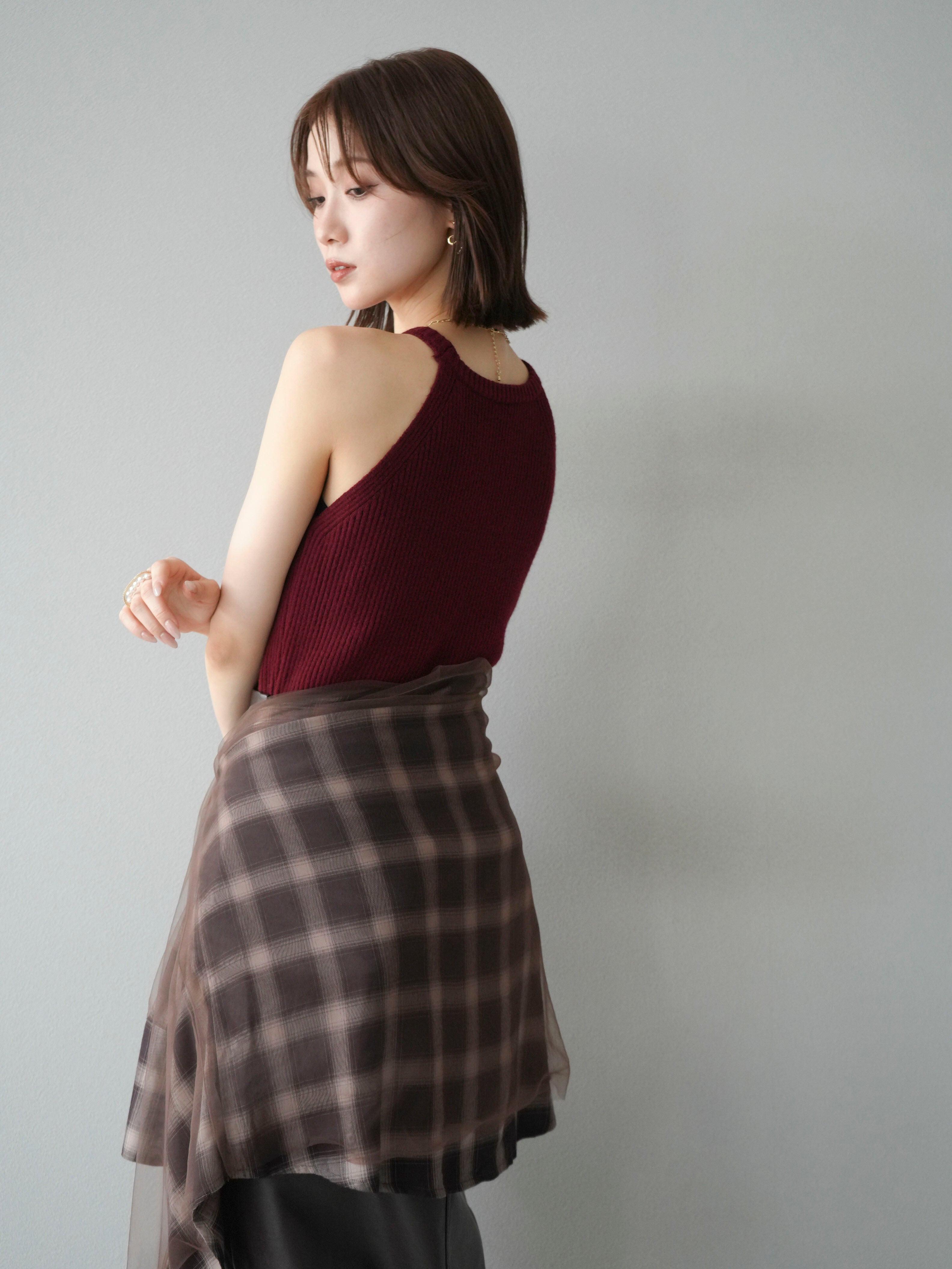 予約]リブニットアメスリタンクトップ/ボルドー – Lumier