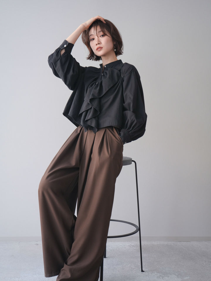 [SET]ラッフルフレアショートブラウス+ラッフルフレアショートブラウス(2set)