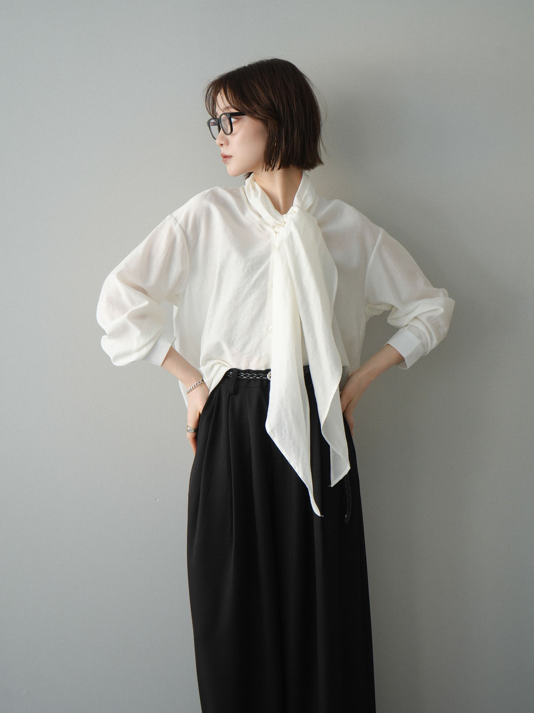 [予約]シアーボウタイブラウス/ivory