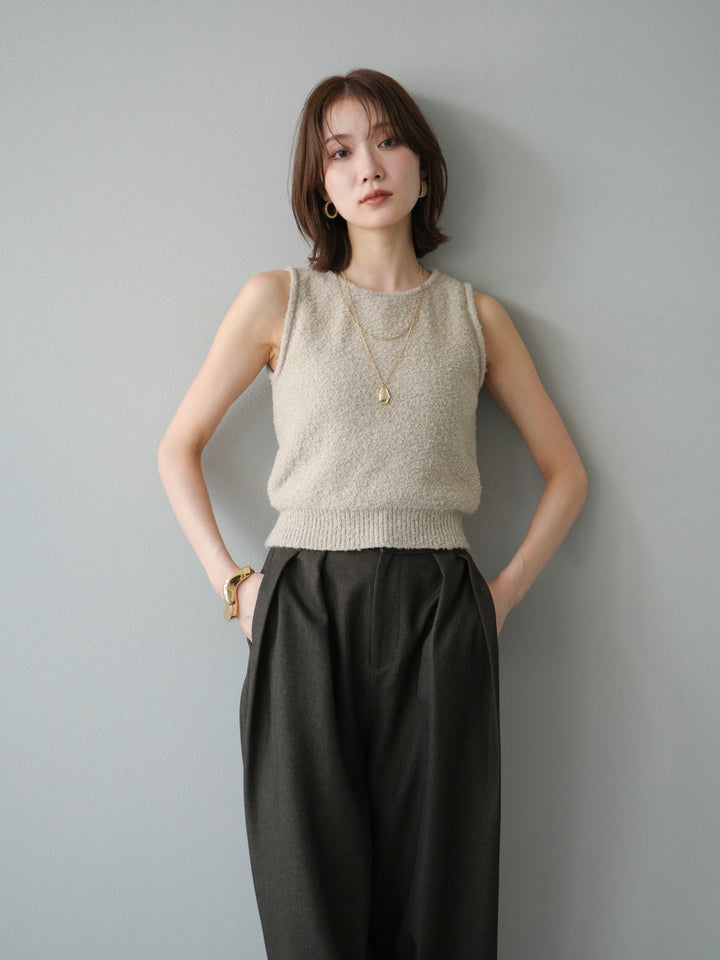 [予約]ブークレニットタンクトップ/ベージュ