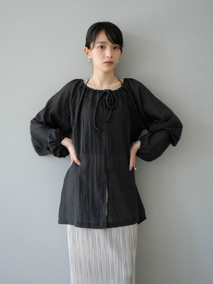 【預訂】棉質巴里紗襯衫/黑色