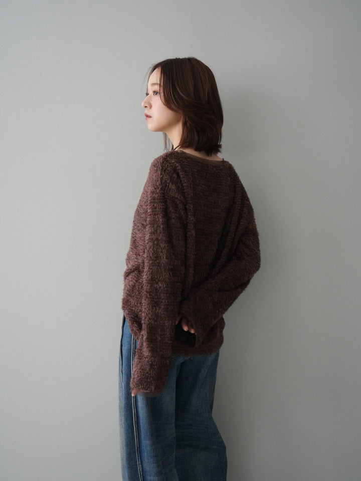 [予約]ラメシャギートップス/brown