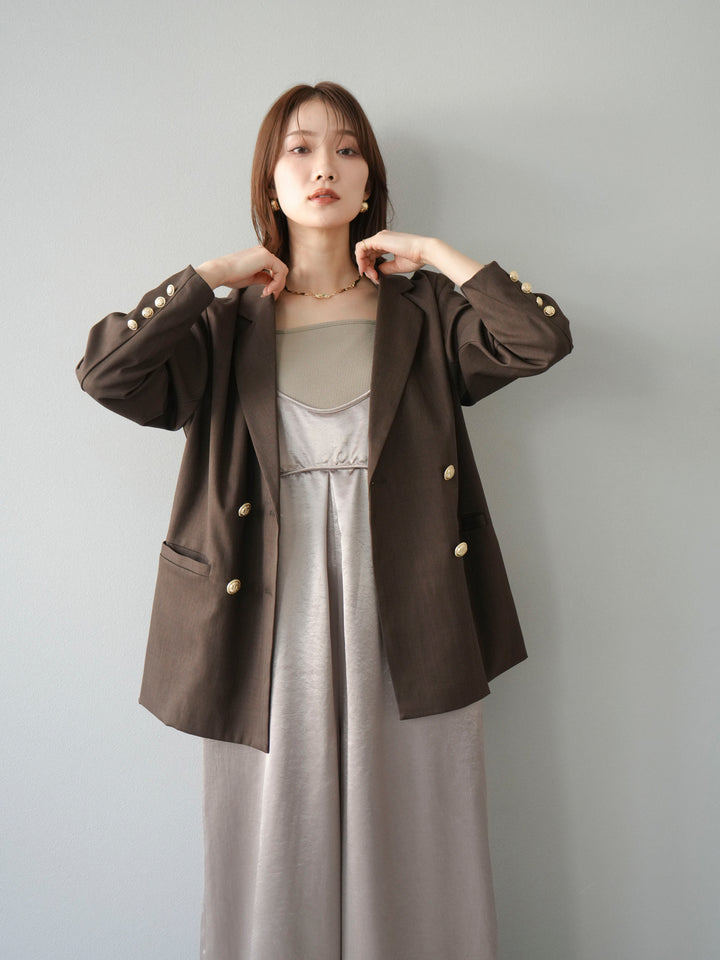 [予約]サテンビスチェオールインワン/グレージュ