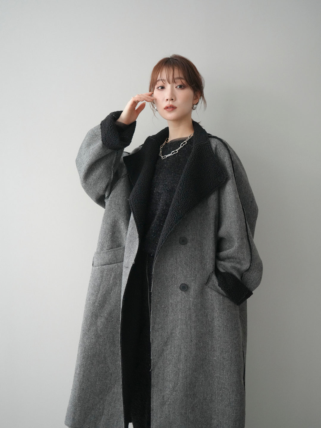 [予約]アウトシーム裏ボアコート/gray