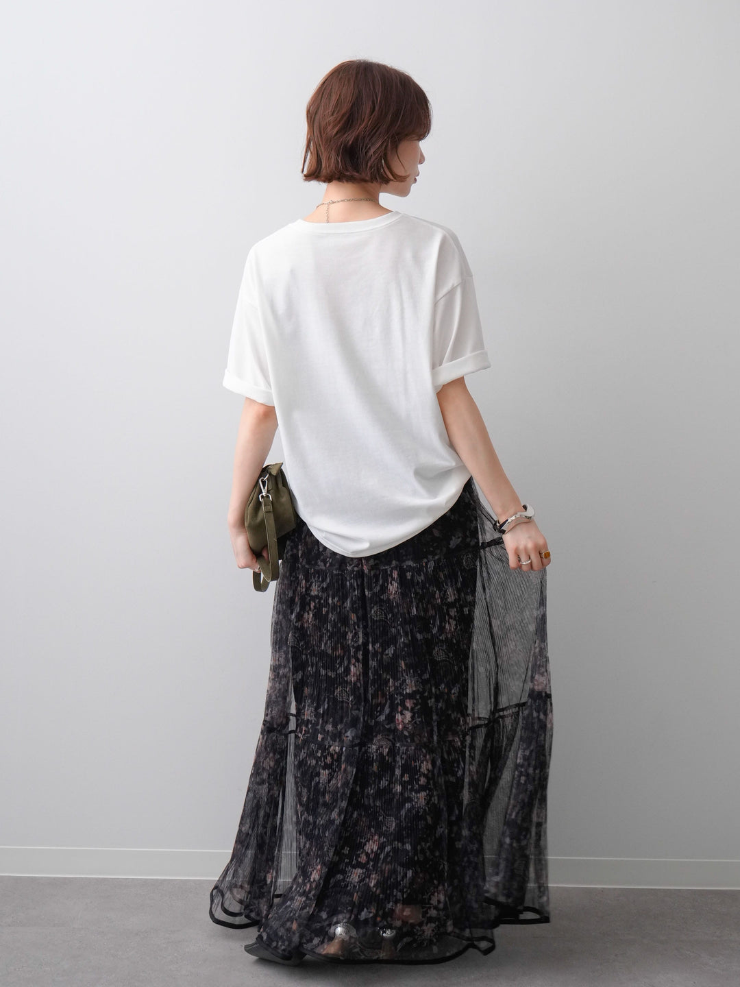 [SET]ニュアンスフォトTEE+フラワーチュールギャザースカート(2set)