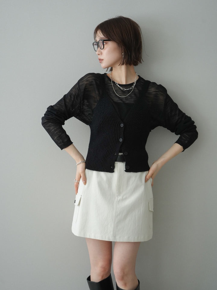 [予約]ビスチェアンサンブルシアーニット/black