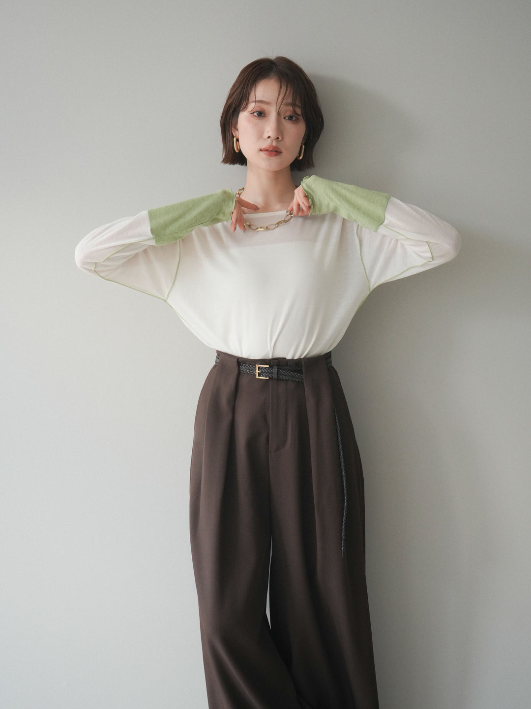 [SET]配色メロウトップス+配色メロウトップス(2set)