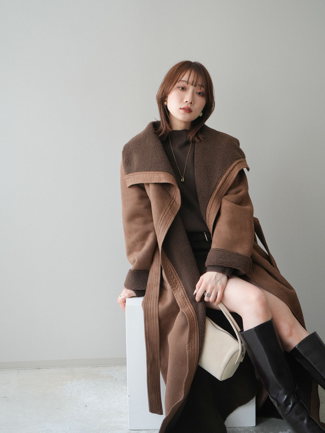 [予約]BIGカラームートンコート/brown