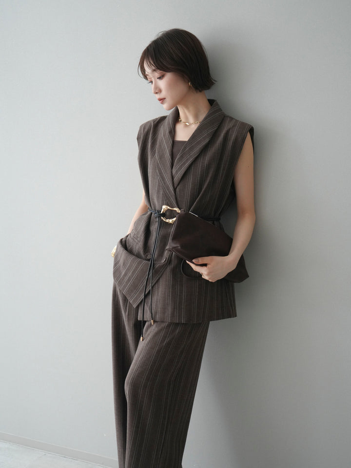 [SET]モチーフベルト付ストライプジレ＆パンツSETUP