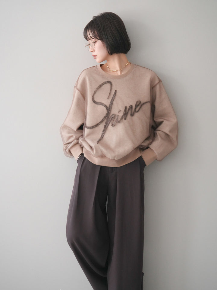 [予約]チュールレイヤードロゴスエットプルオーバー/beige