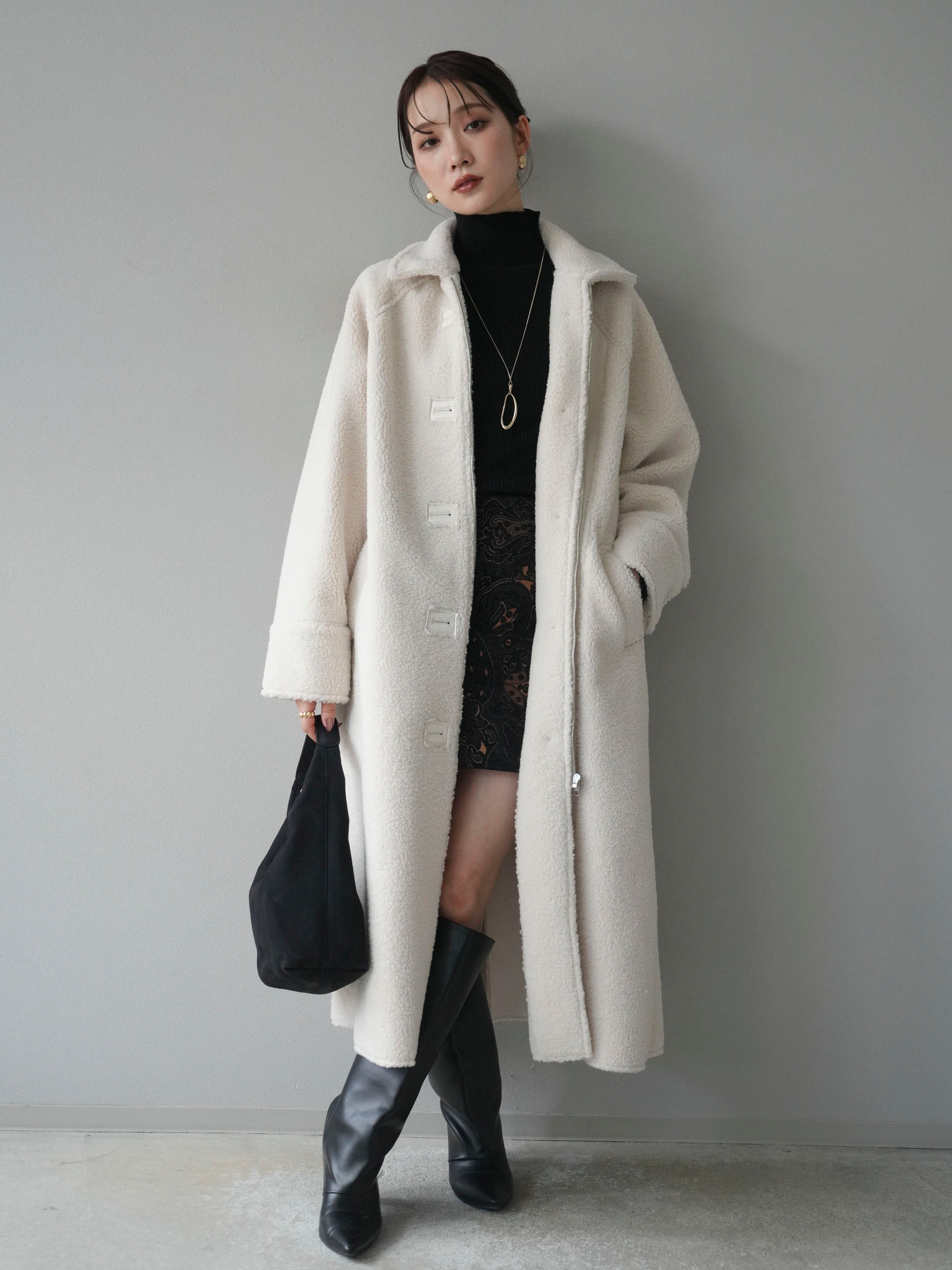リュミエ lumier ムートン ボア ロングコート 予約]ボアxムートンロングコート/ivory – Lumier