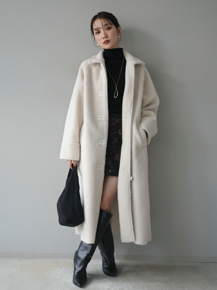 [予約]ボアxムートンロングコート/ivory