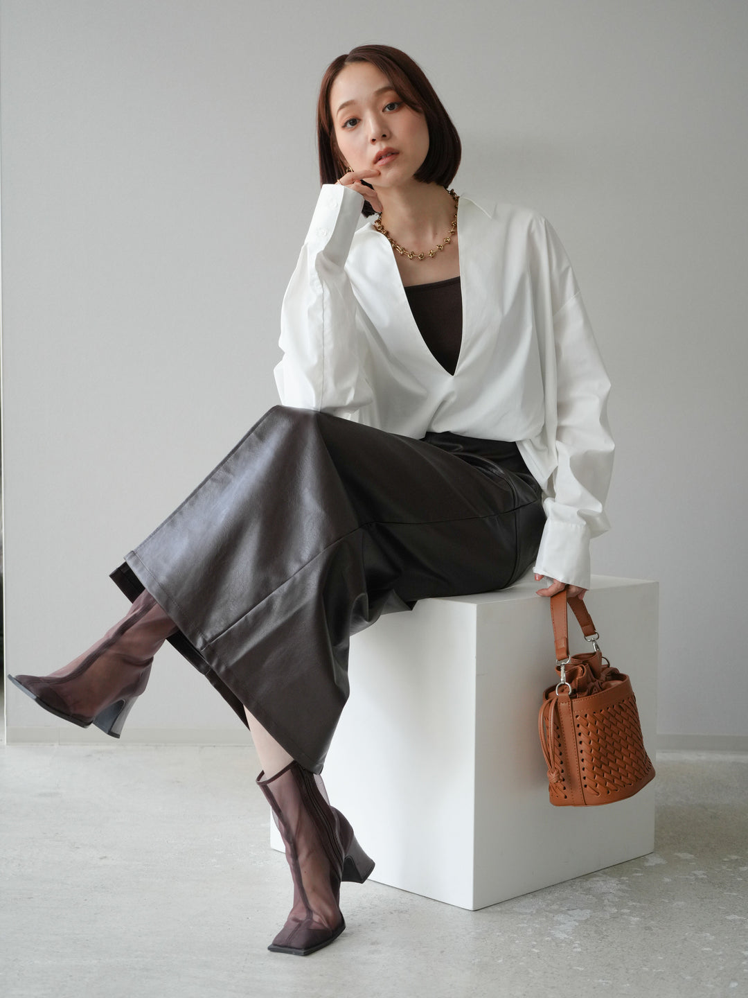 [予約]ブロードディープスキッパーブラウス/ホワイト