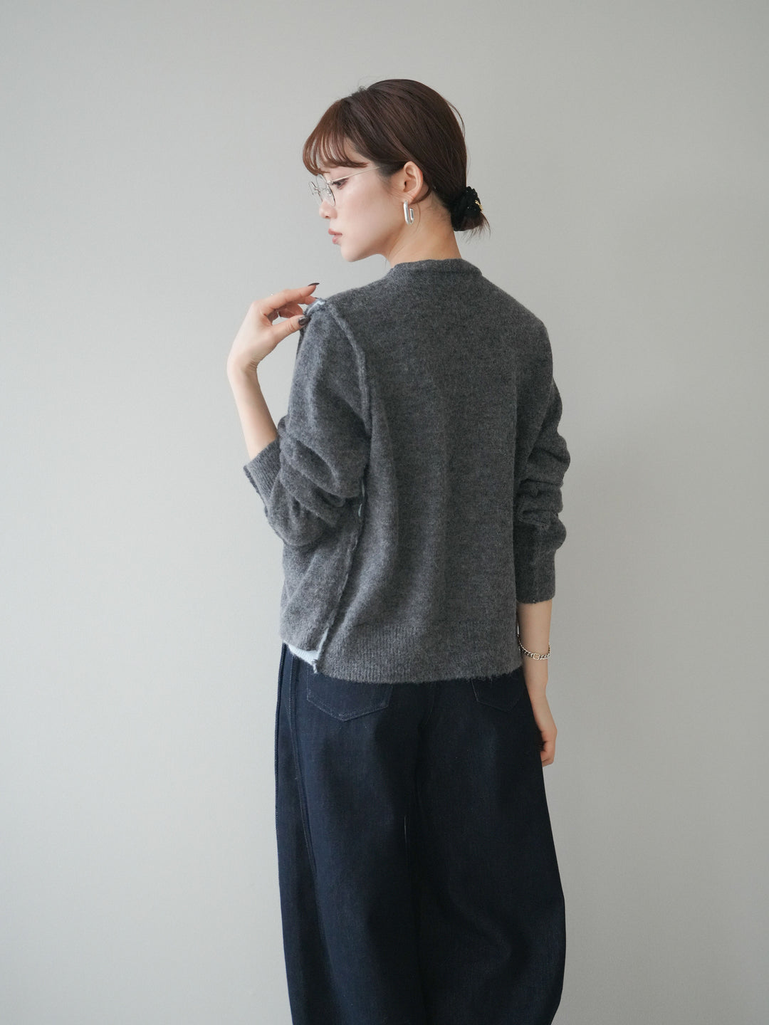 [SET]配色レイヤードニットカーディガン+選べるアクセセット(2set)