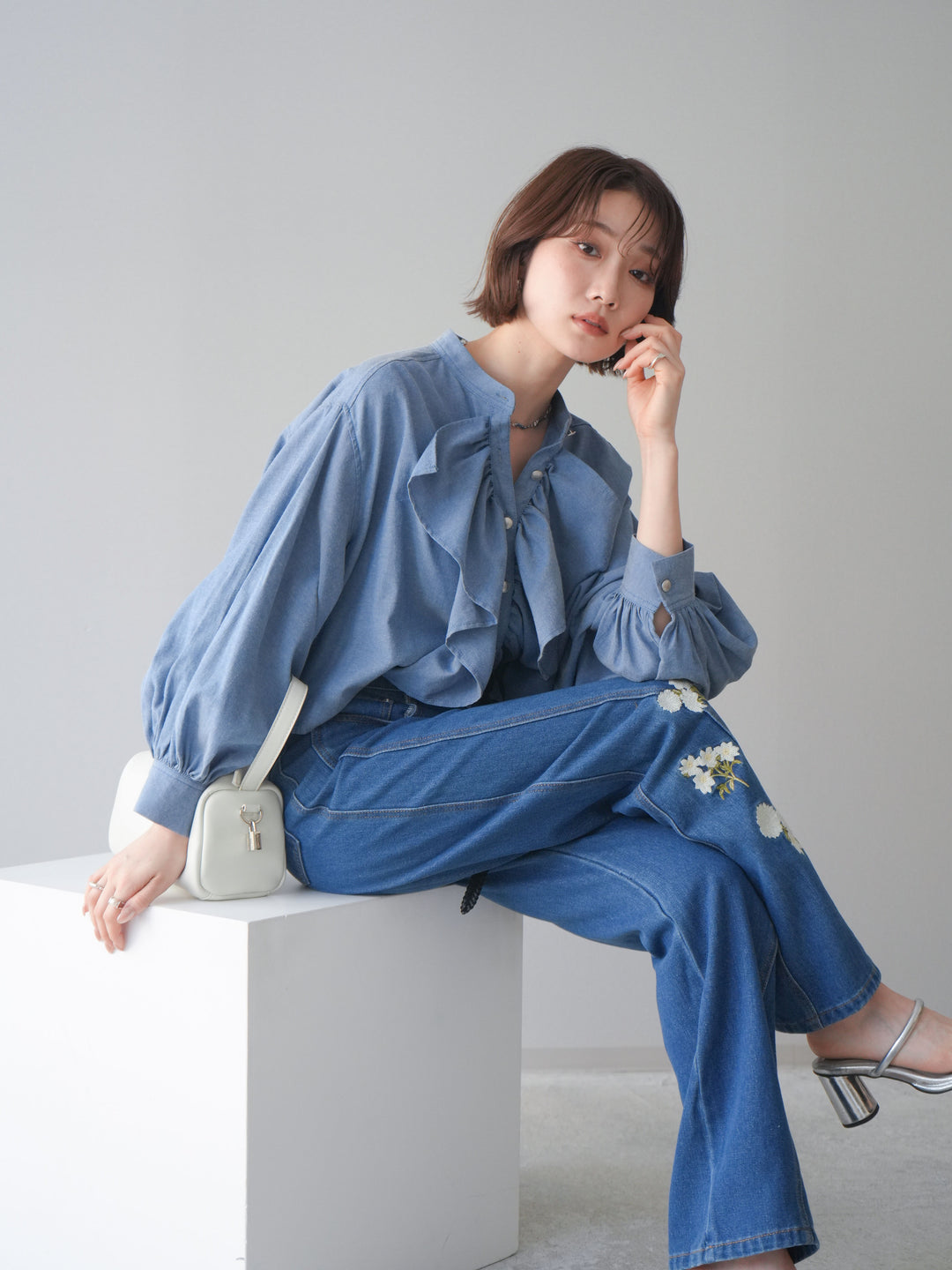 [SET]ラッフルフレアショートブラウス+ラッフルフレアショートブラウス(2set)