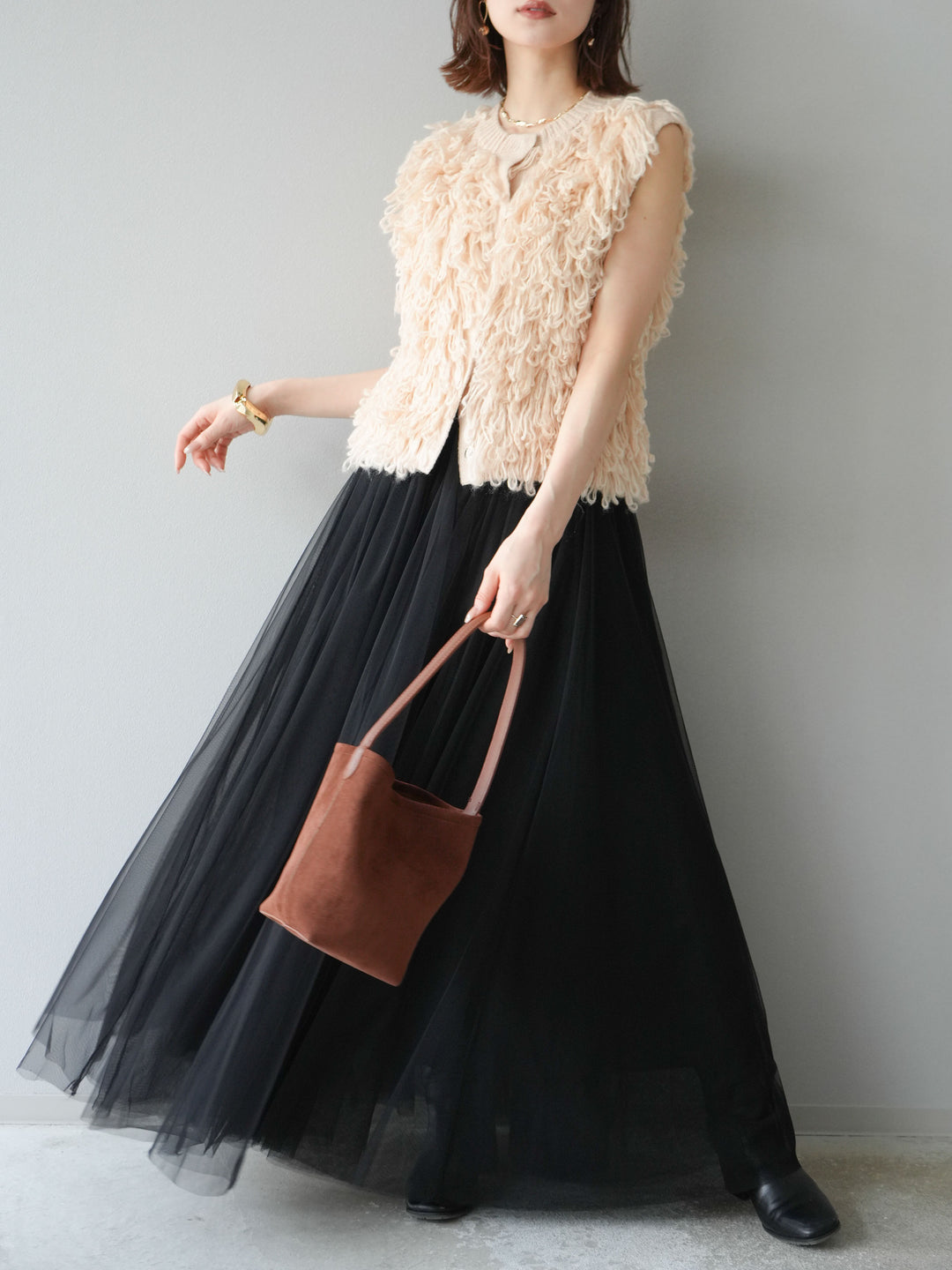 [予約]チュールボリュームスカート/ブラック