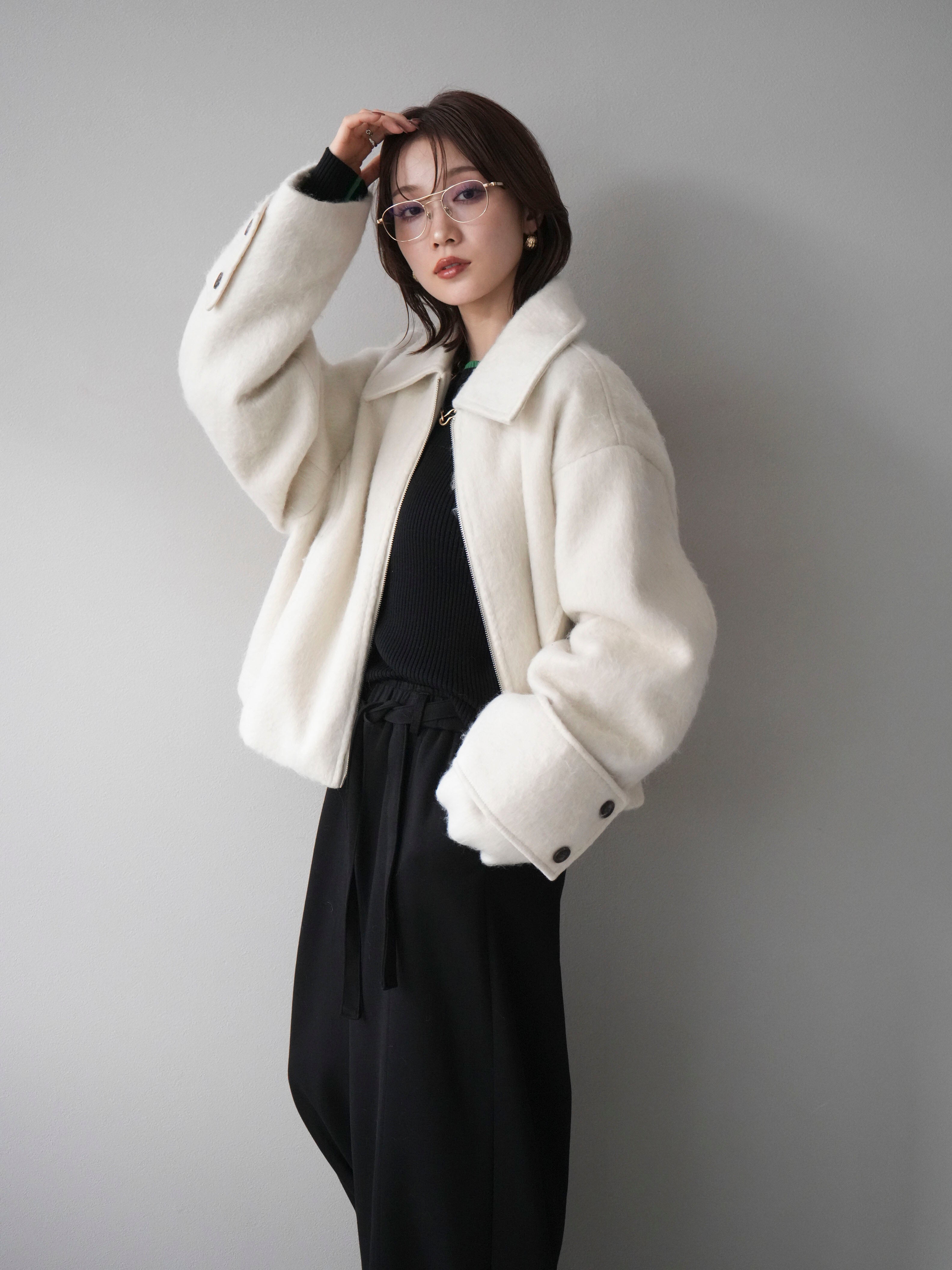 予約]袖ビックループシャギージップブルゾン/ivory – Lumier