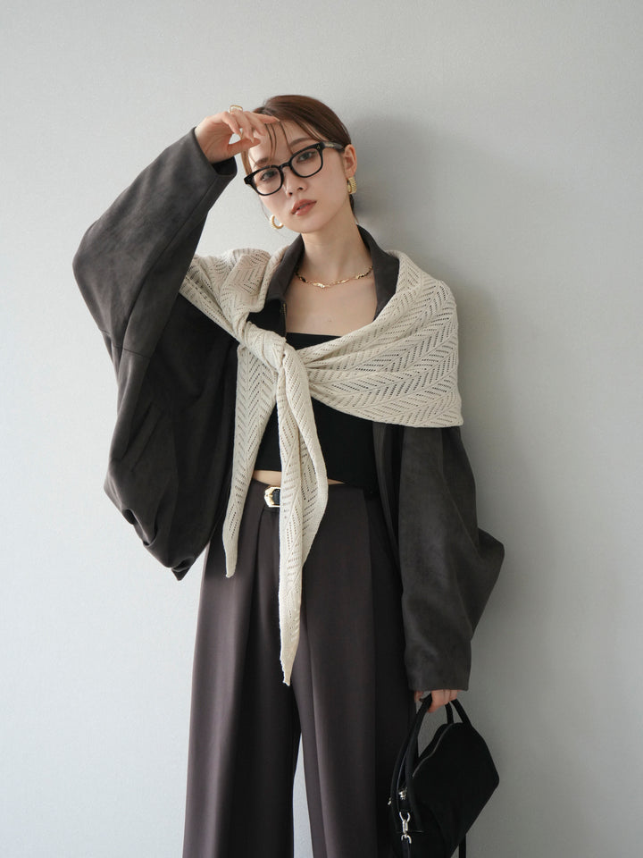 [SET] 麂皮外套+皮帶環設計寬褲（2套）