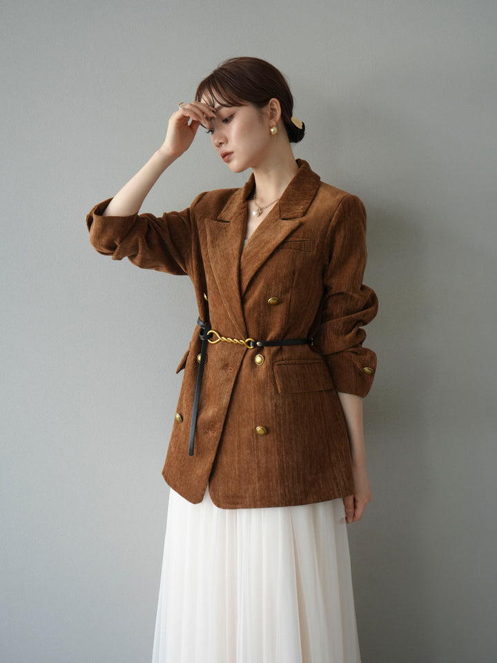 [SET]ベロアダブルジャケット+チュールボリュームスカート(2set)