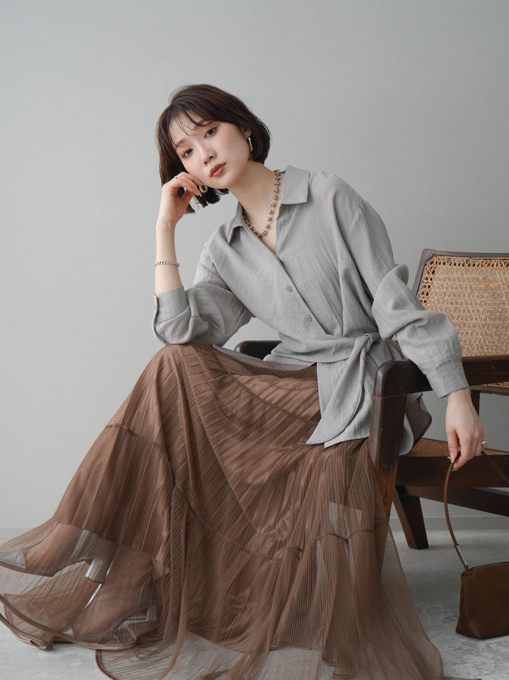 [予約]フロントアシンメトリーブラウス/gray