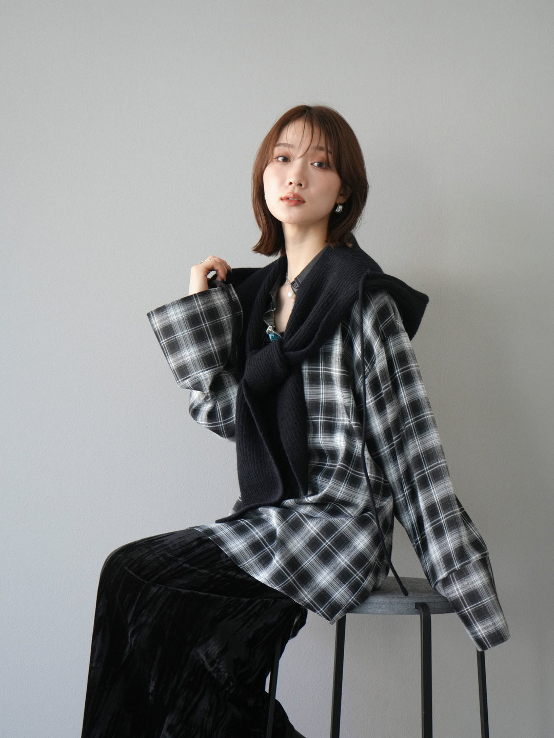 [予約]フードニットマフラー/ブラック