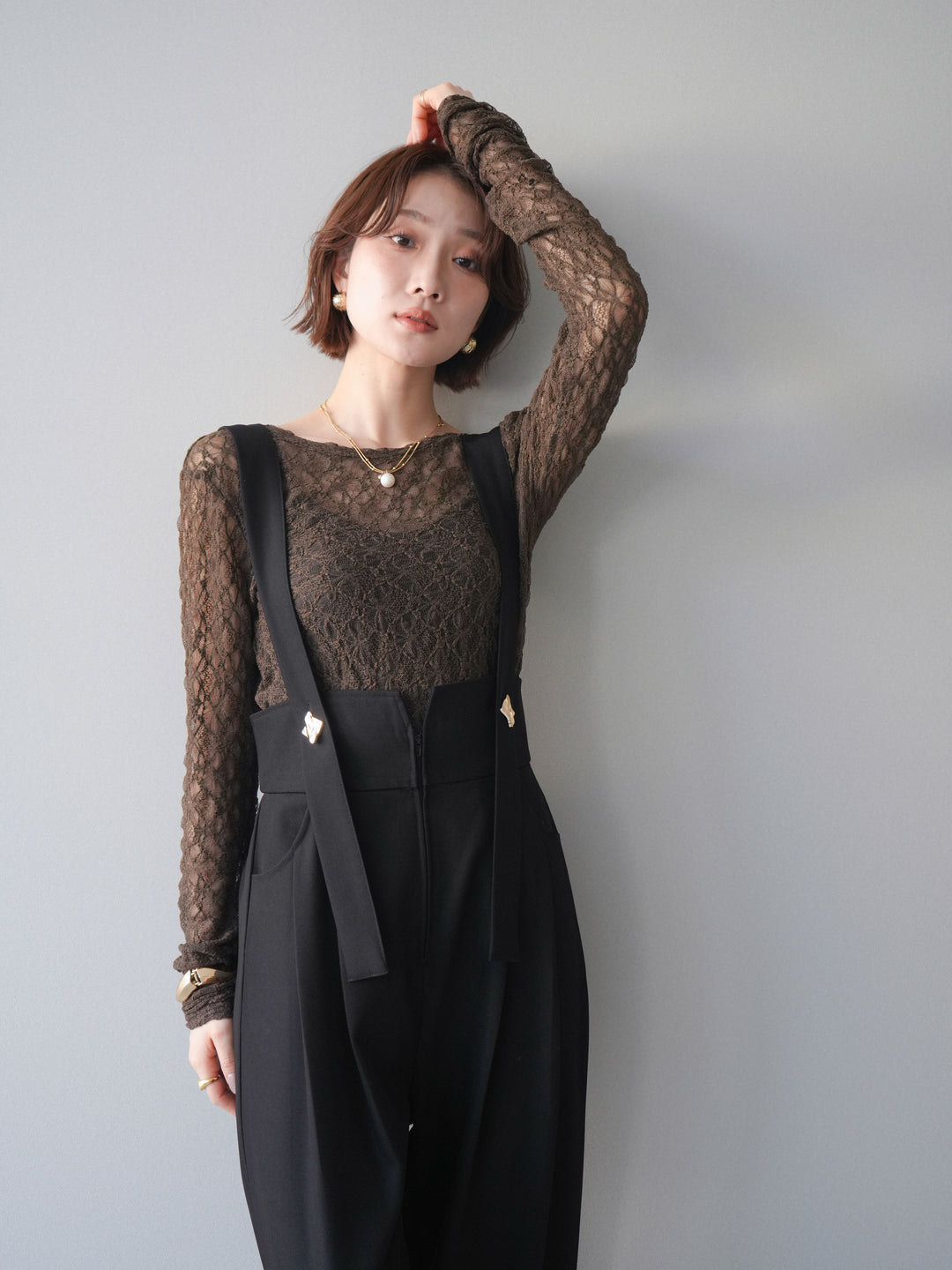 [予約]バックラウンドジャガードレーストップス/brown
