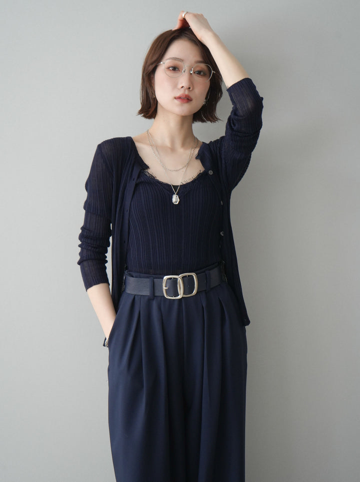 [予約]インナーレースキャミソール＆カーディガンアンサンブル/navy