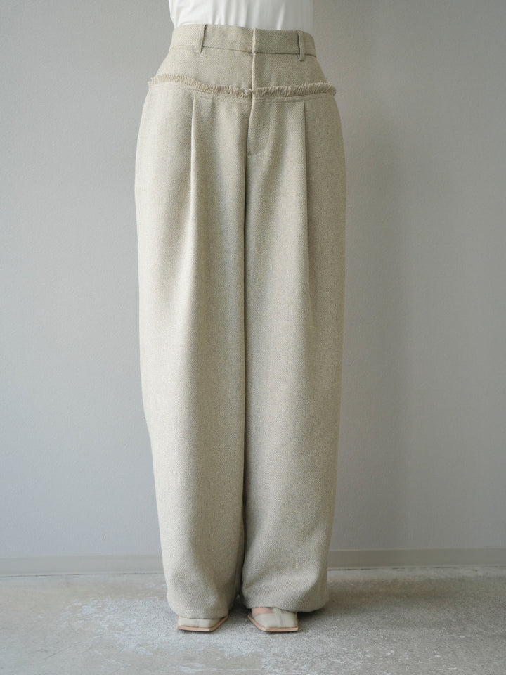 [予約]ウエストフリンジツイードワイドパンツ/アイボリー