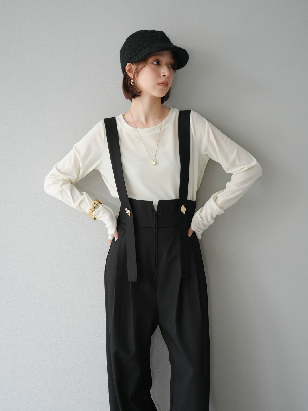 [予約]シアーベロアフィンガーホールトップス/アイボリー