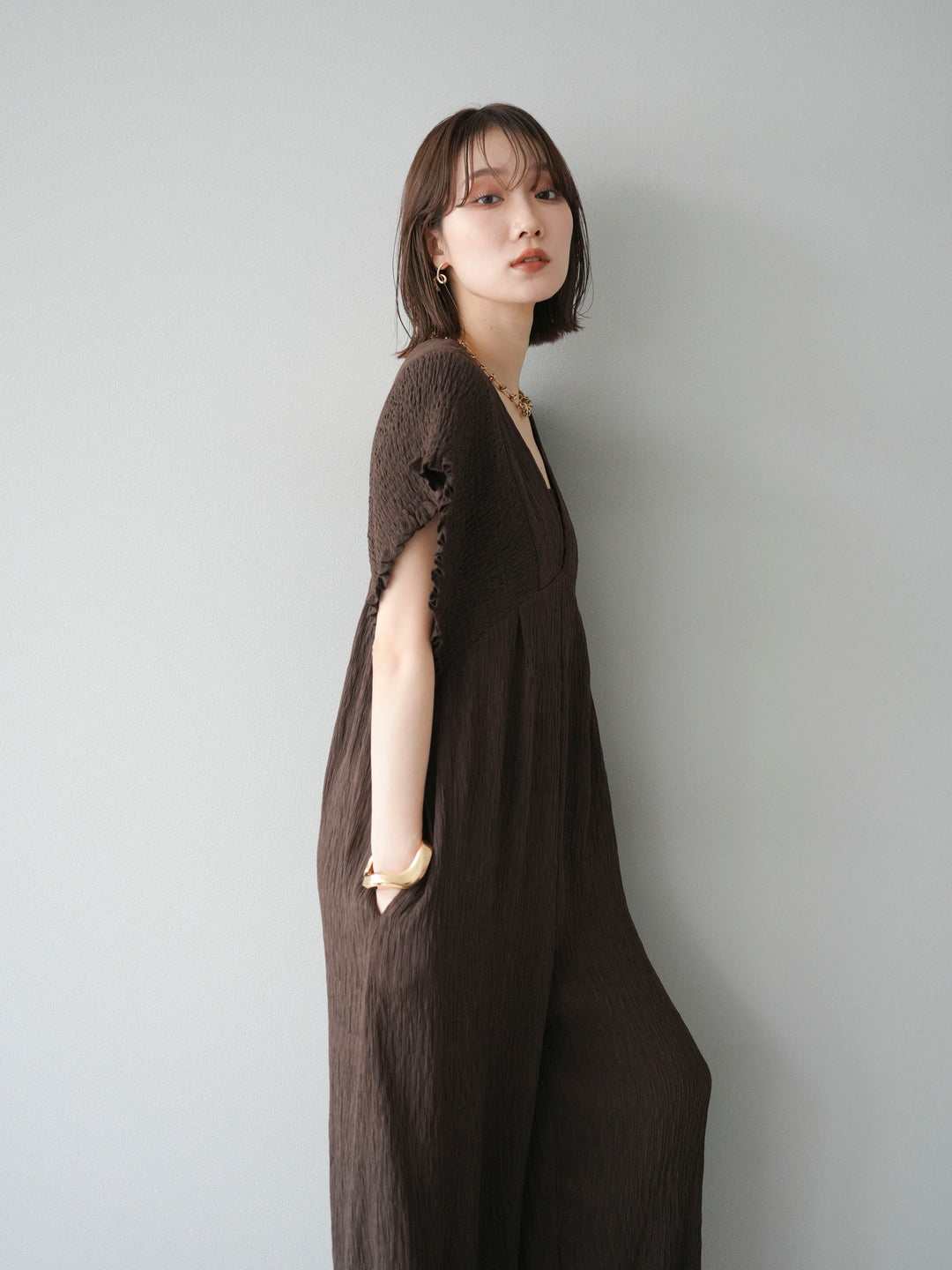 [SET]楊柳シャーリングサロペット+楊柳シャーリングサロペット(2set)