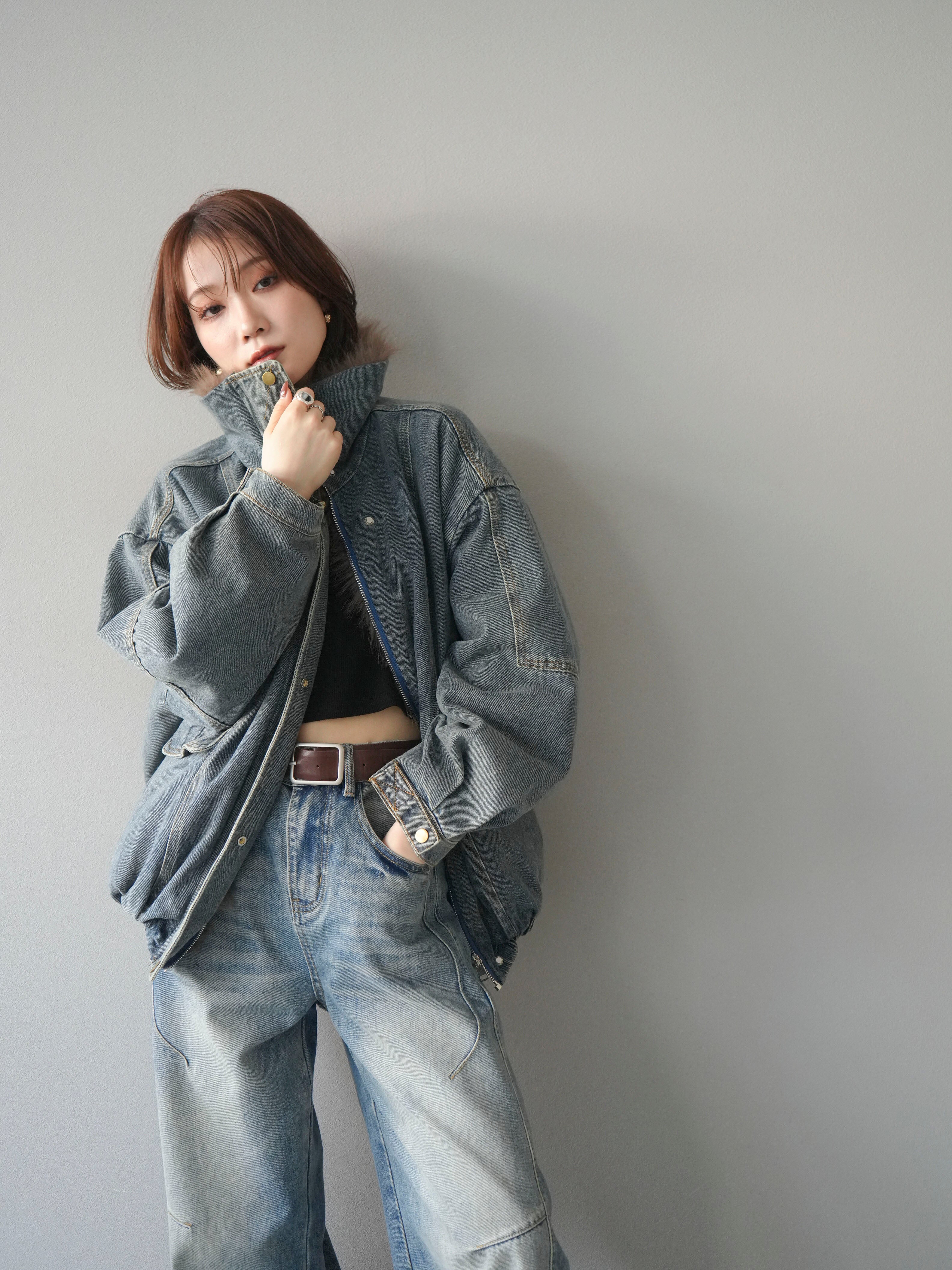 予約]デニムxファーブルゾン/denimbrown – Lumier