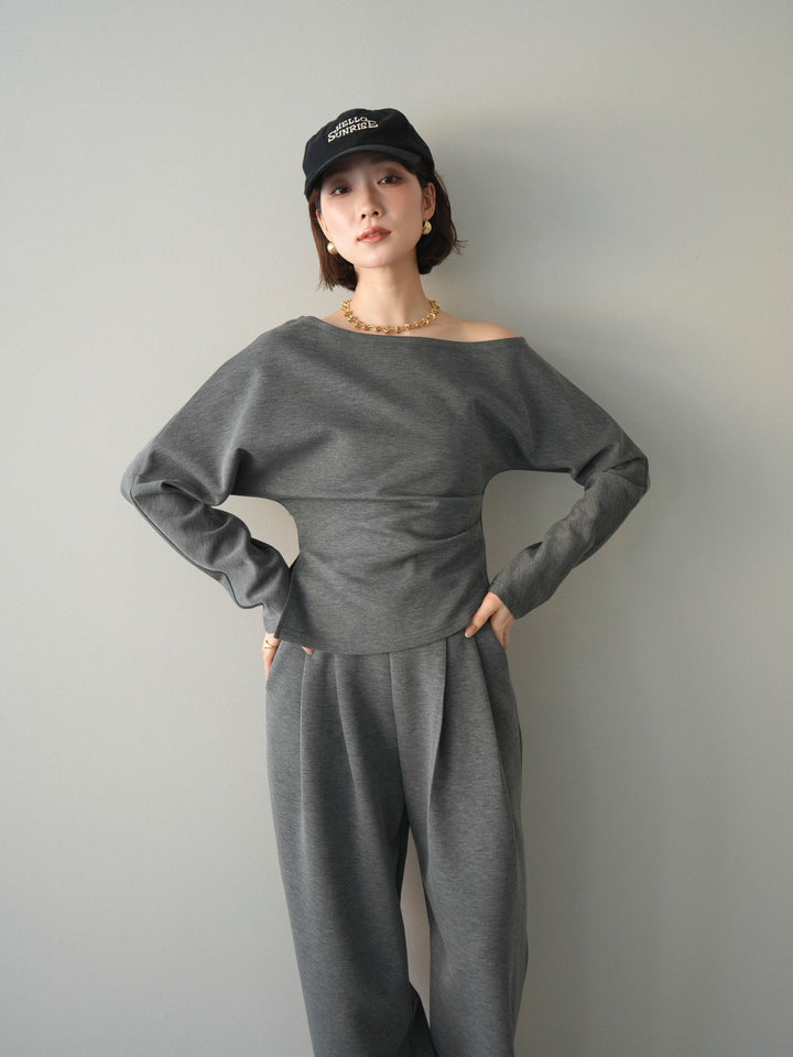 [SET]ライトポンチワンショルタックトップス＆パンツSETUP