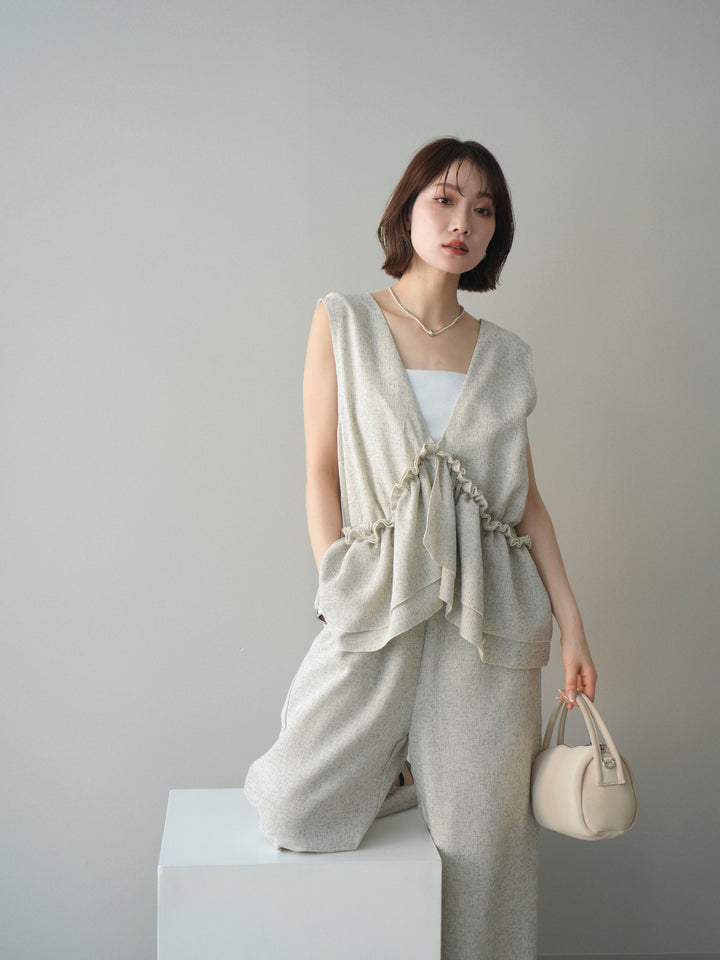 [SET]3WAYミックスツイードギャザーオールインワン+選べるアクセセット(2set)