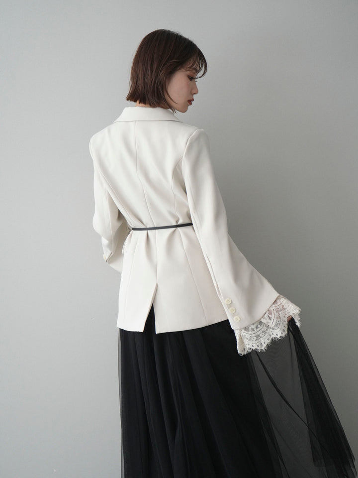 [SET]レースレイヤードスリットジャケット+選べるアクセセット(2set)