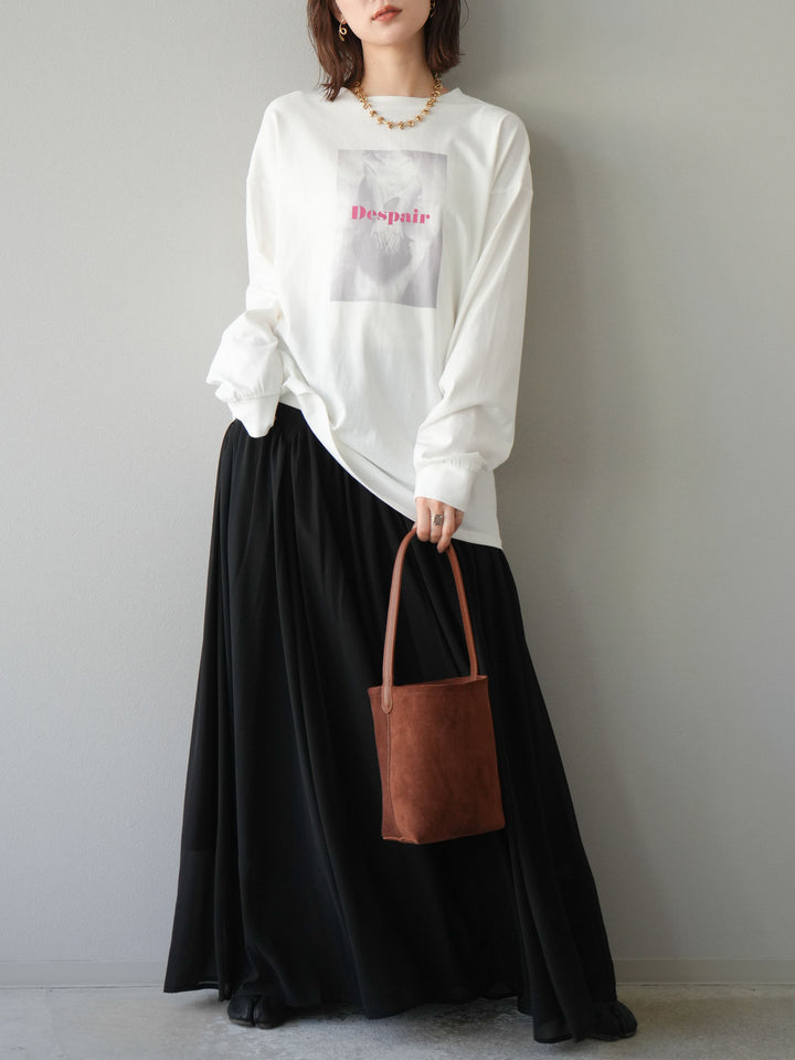 [予約]シフォンフレアスカート/ブラック