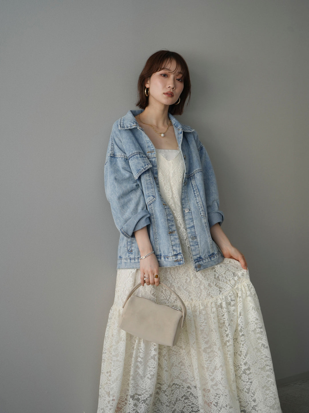 [SET]ギャザー切替レースキャミワンピース+ギャザー切替レースキャミワンピース(2set)