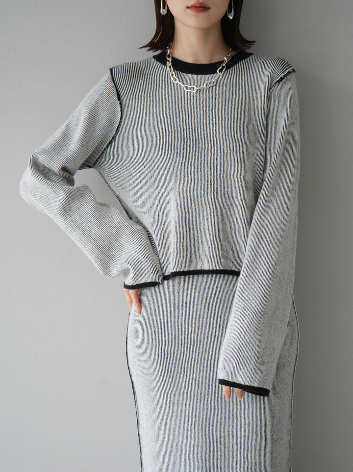 [套裝] 雙面配色羅紋針織套頭衫 + 可選飾品套裝（2 套）