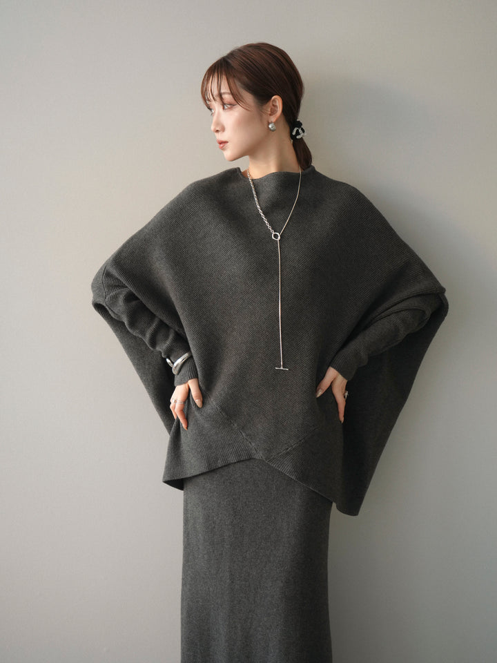 [SET]ウール混ドルマンニット&スカートSET UP+選べるアクセセット(2set)
