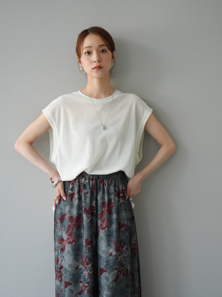 [予約]シアーフロッキーベロアルーズノースリーブTシャツ/オフシロ