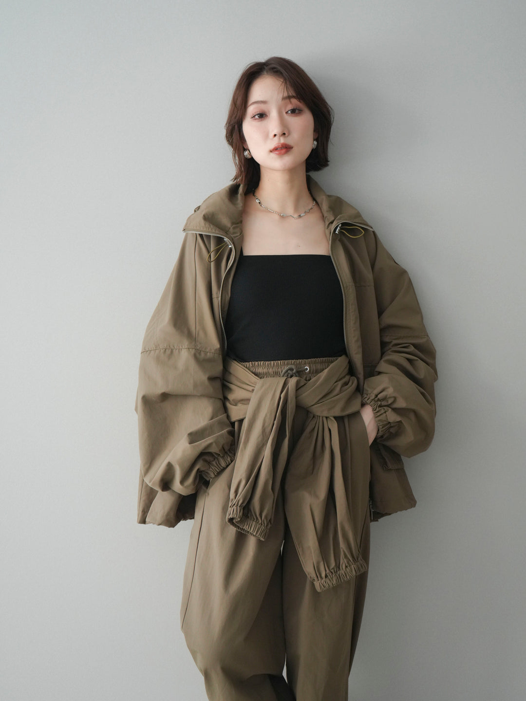 [予約]ビッグポケットコットンナイロンジップブルゾン/brown