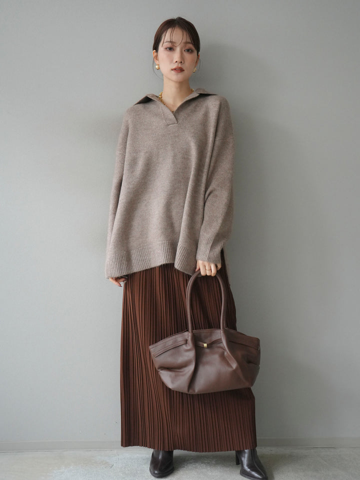 [予約]プリーツIラインスカート/brown