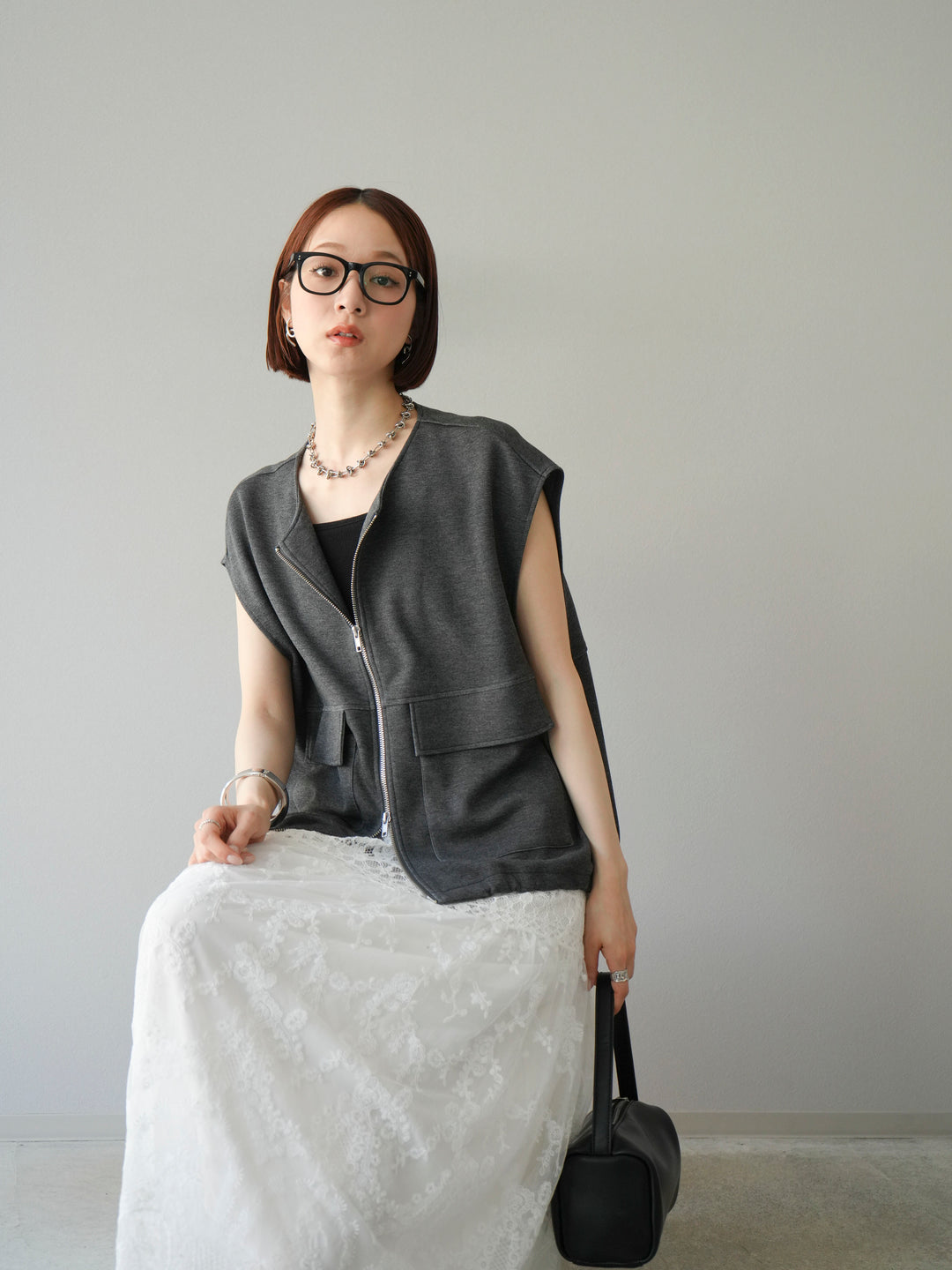 [予約]ライトポンチZIPブルゾン/チャコール