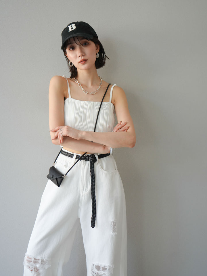 [SET]ウェーブパイピングカップ付ベアキャミソール+ウェーブパイピングカップ付ベアキャミソール(2set)