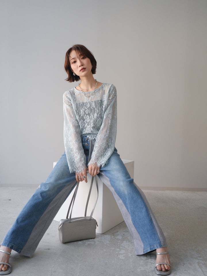 [SET]2WAYスリーブレーストップス+選べるアクセセット(2set)