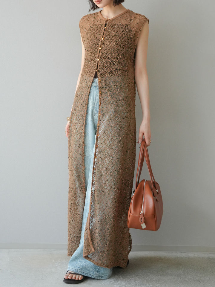 [予約]2WAYネップメッシュワンピース/ブラウン